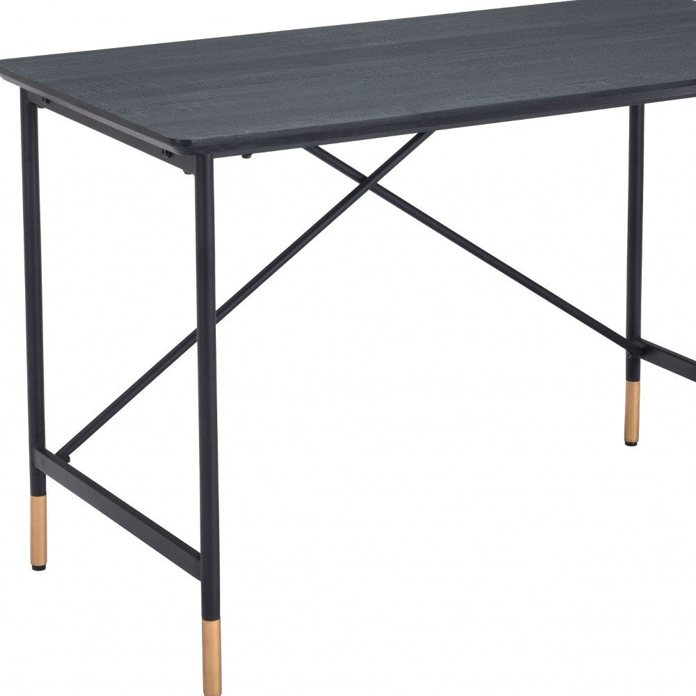 47" Black Manufactured Wood Rectangular Writing Desk With Multiple Drawers