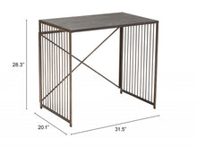 Gray and Gold Slatted Sides Table Desk