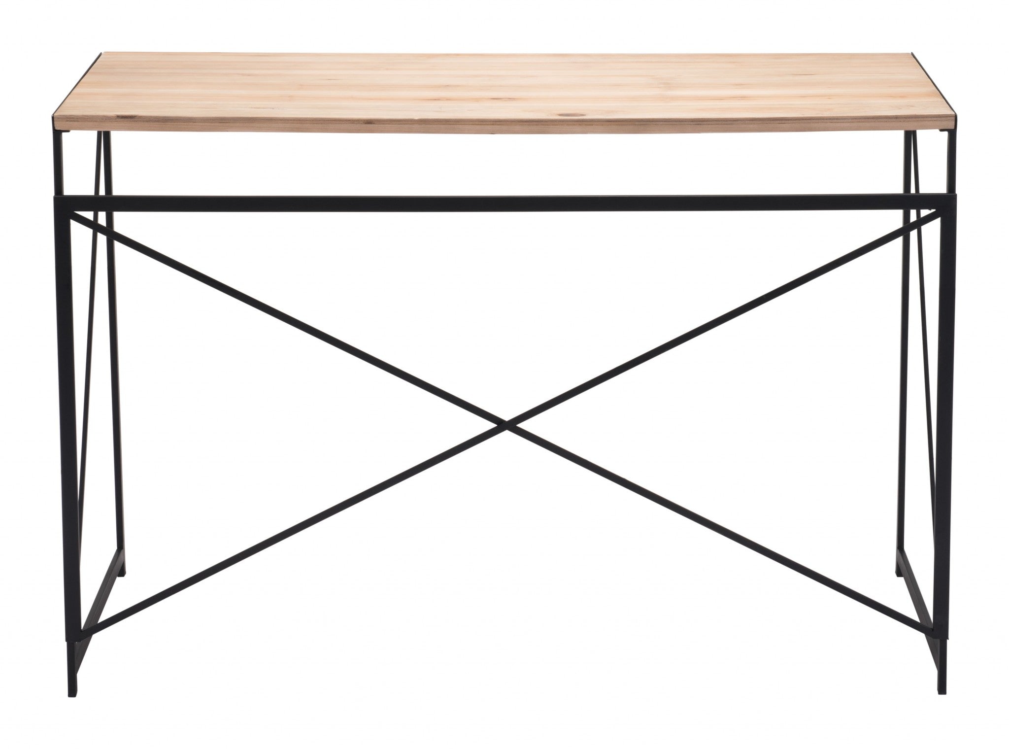 Light Natural Wood and Black Table Desk