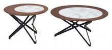 Brown Faux Marble and Black Coffee Tables Set Of Two