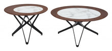 Brown Faux Marble and Black Coffee Tables Set Of Two