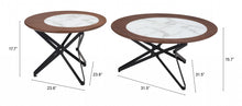 Brown Faux Marble and Black Coffee Tables Set Of Two