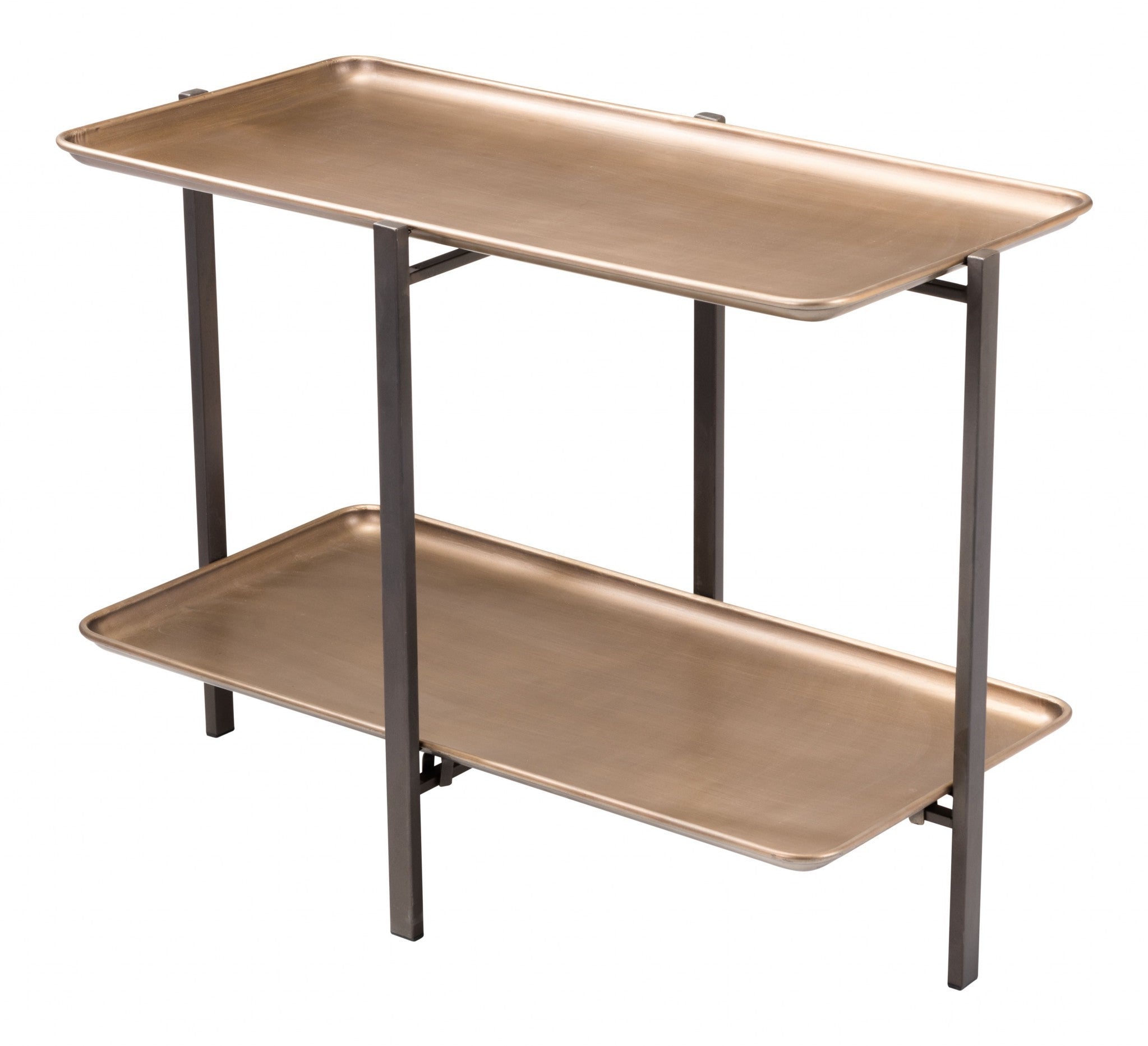 33" Black And Gold Two Level Rectangular Coffee Table