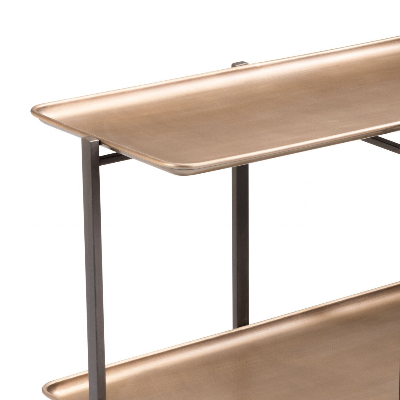 33" Black And Gold Two Level Rectangular Coffee Table