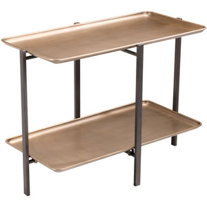 33" Black And Gold Two Level Rectangular Coffee Table