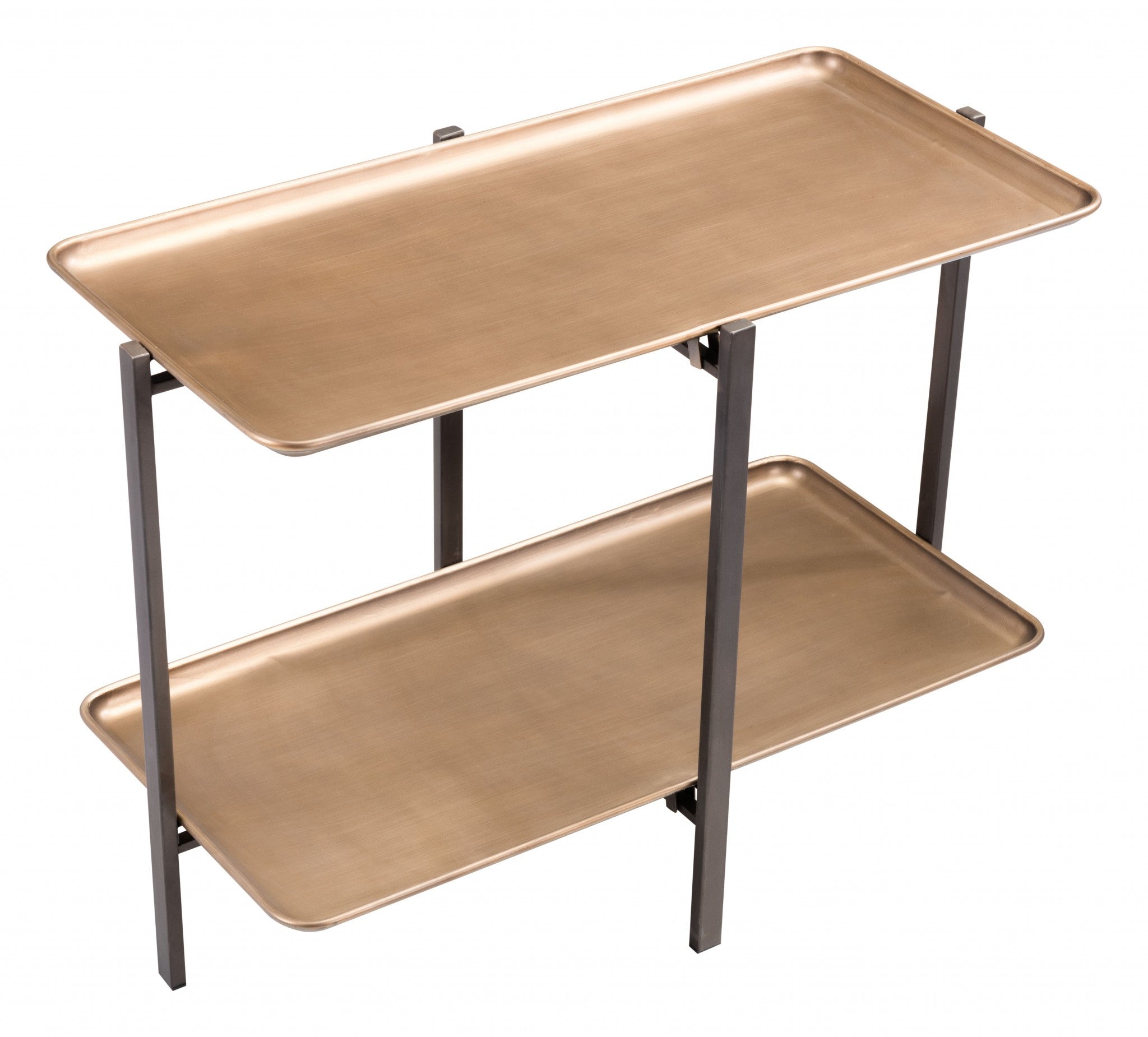 33" Black And Gold Two Level Rectangular Coffee Table