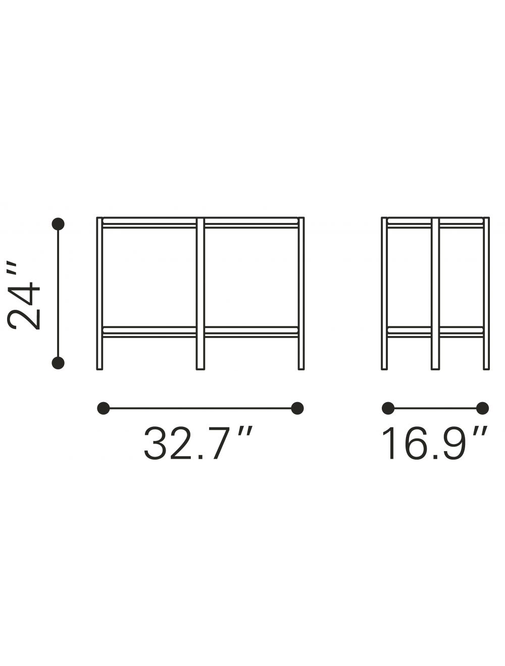 33" Black And Gold Two Level Rectangular Coffee Table
