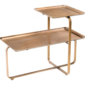 31" Gold Square and Rectangular Two Level Coffee Table