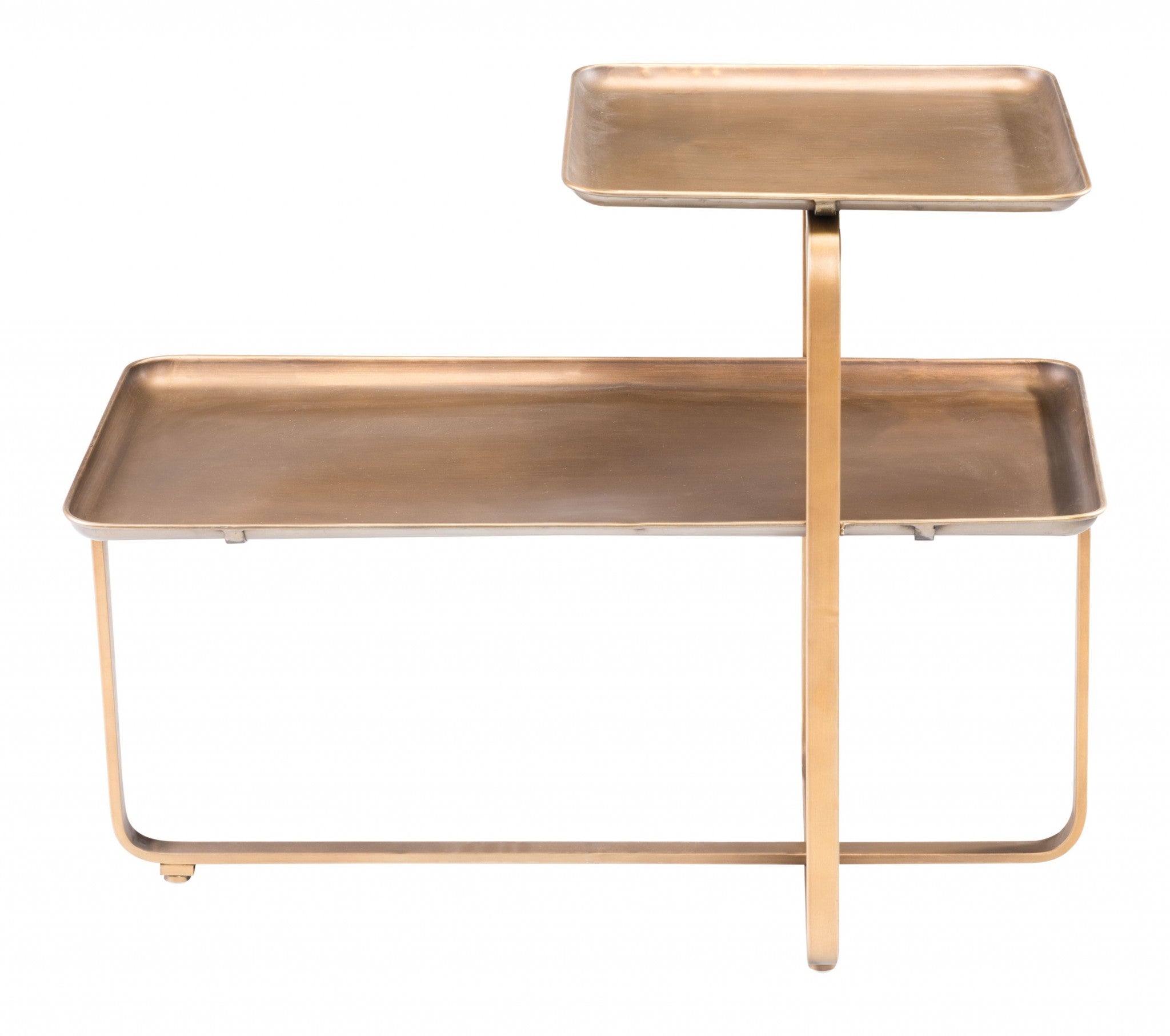 31" Gold Square and Rectangular Two Level Coffee Table