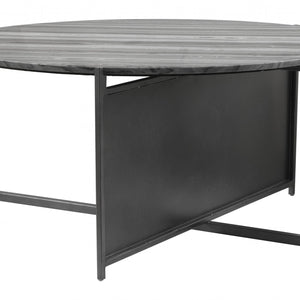 Black And Gray Genuine Marble Round Coffee Table 36"