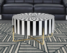 Black White and Gold Modern Deco Round Resin Coffee Table 30