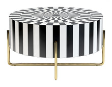 Black White and Gold Modern Deco Round Resin Coffee Table 30