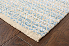 8’ x 10’ Tan and Seafoam Striated Area Rug