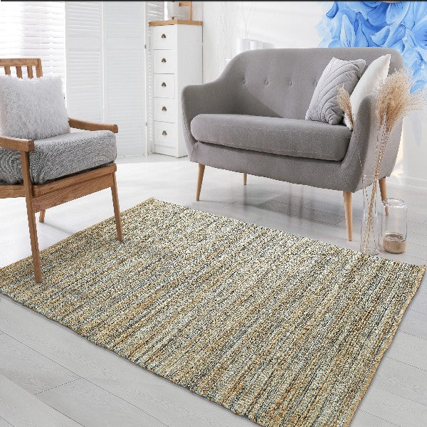 8’ x 10’ Teal and Natural Braided Jute Area Rug