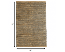 5’ x 8’ Gray and Natural Braided Striped Area Rug