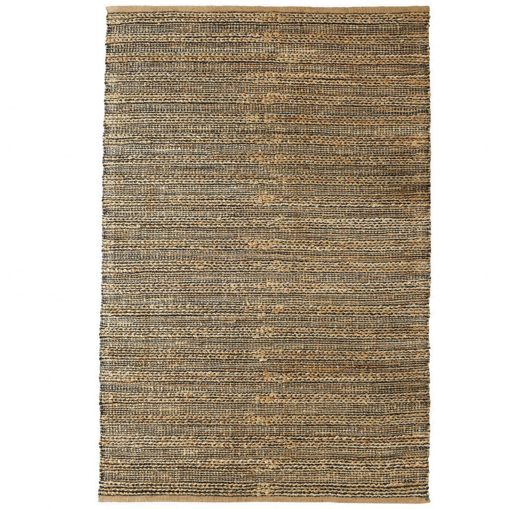 5’ x 8’ Gray and Natural Braided Striped Area Rug