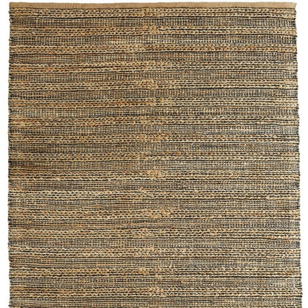 5’ x 8’ Gray and Natural Braided Striped Area Rug