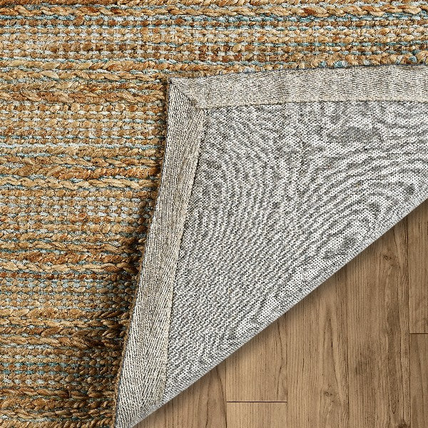 8’ x 10’ Blue and Natural Braided Jute Area Rug