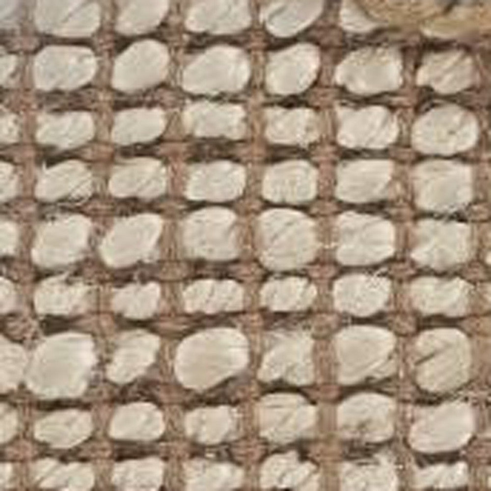 5’ x 8’ Tan and White Braid Border Area Rug