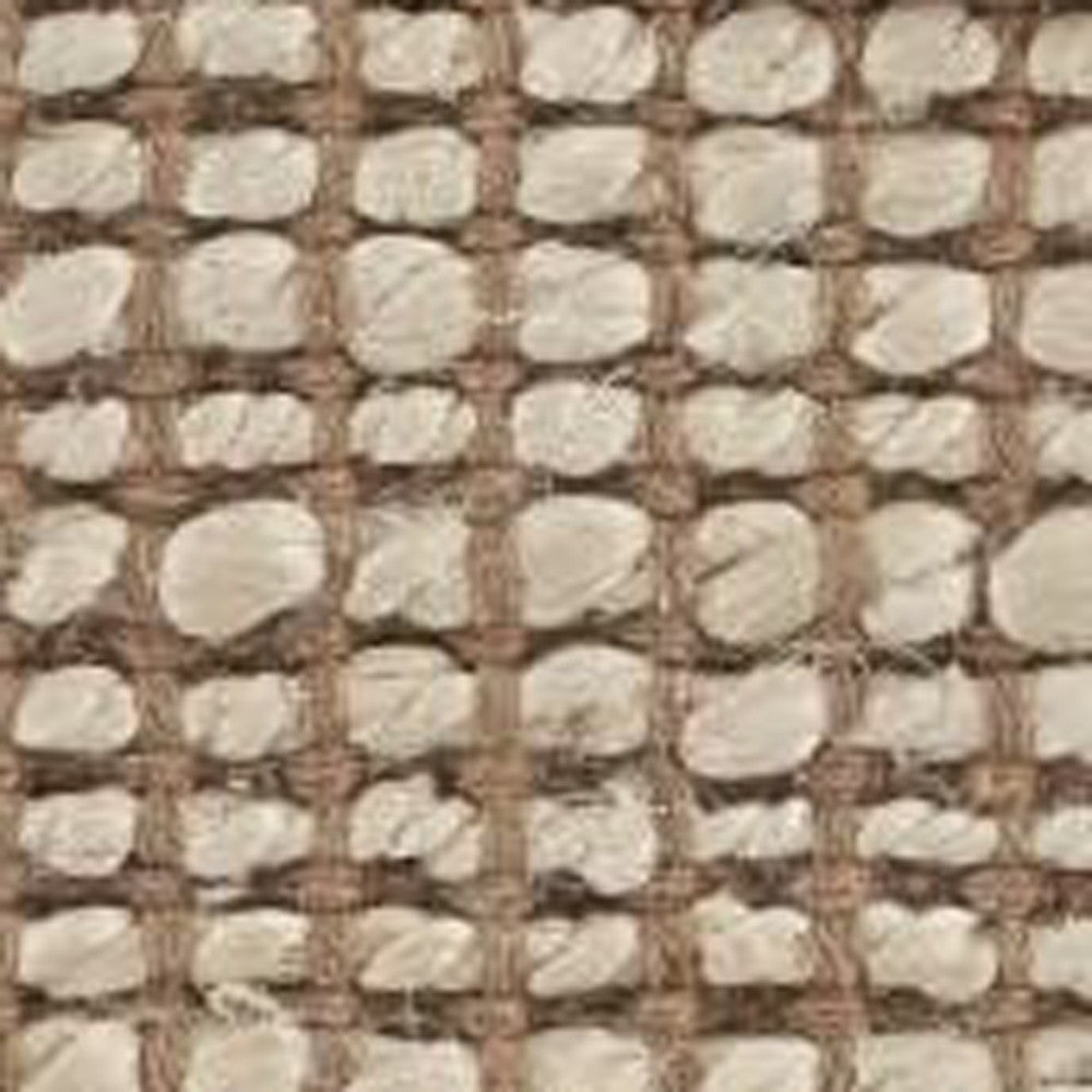 5’ x 8’ Tan and White Braid Border Area Rug