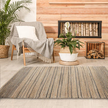 Tan and Black Eclectic Striped Area Rug - 5’ x 8’