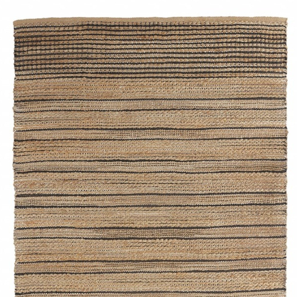 Tan and Black Eclectic Striped Area Rug - 5’ x 8’
