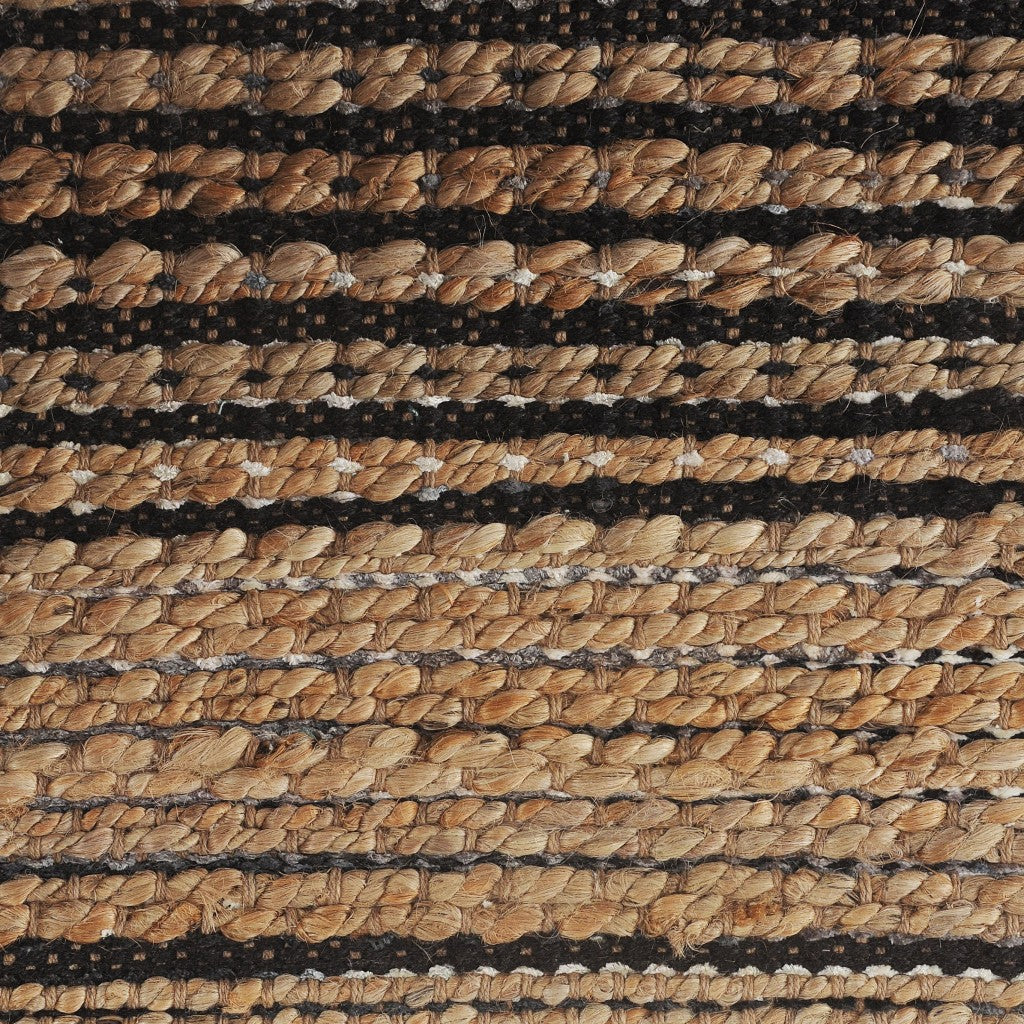 Tan and Black Eclectic Striped Area Rug - 5’ x 8’