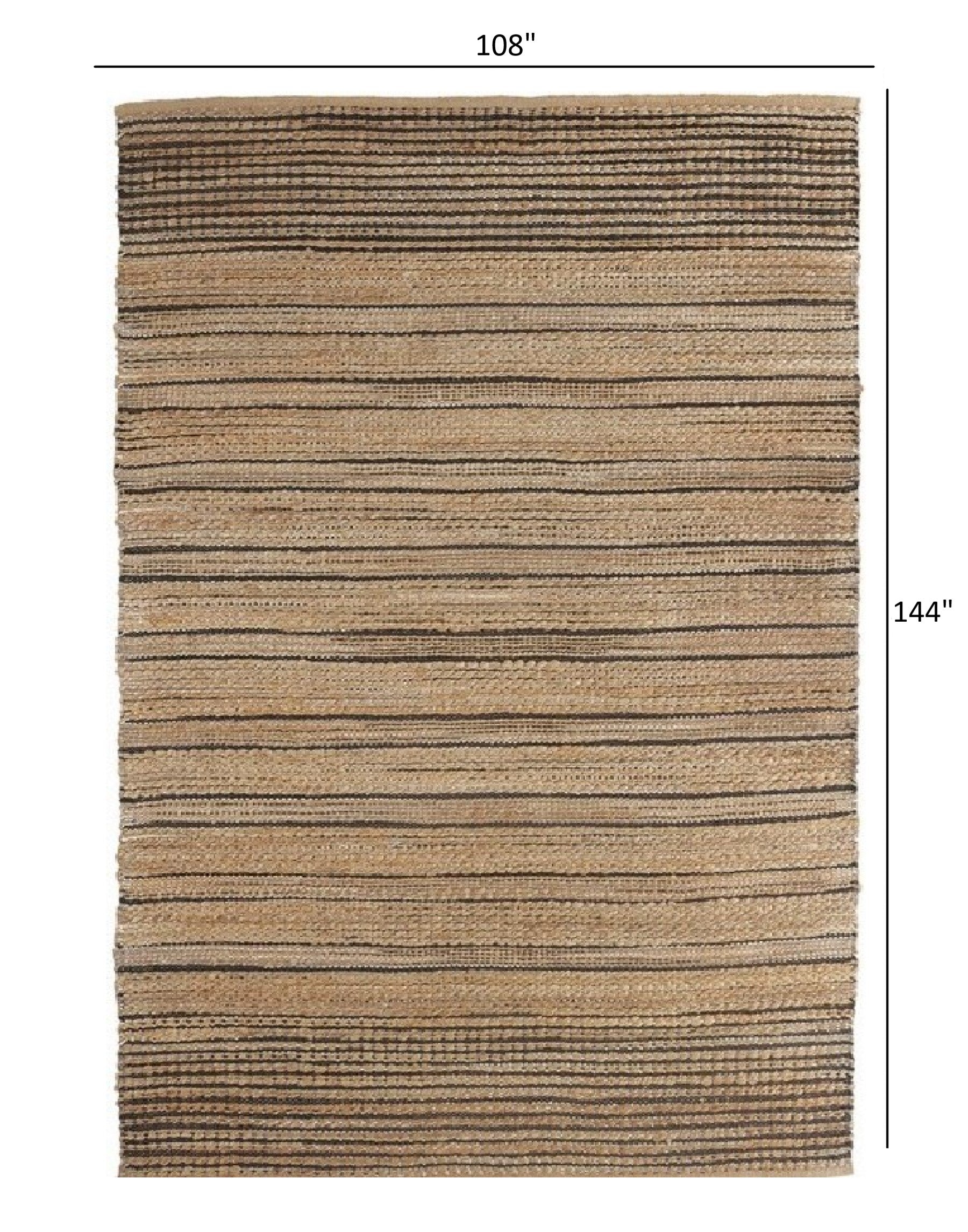 Tan and Black Eclectic Striped Area Rug - 5’ x 8’
