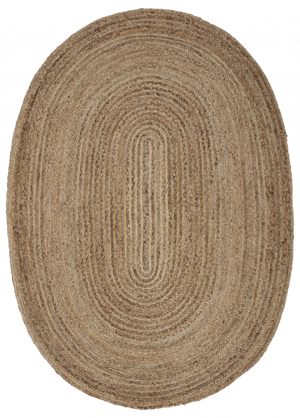 7’ Brown Oval Shaped Jute Area Rug