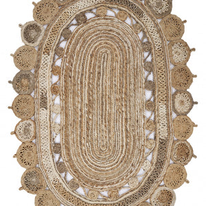 7’ Oval Shaped Natural Toned Area Rug