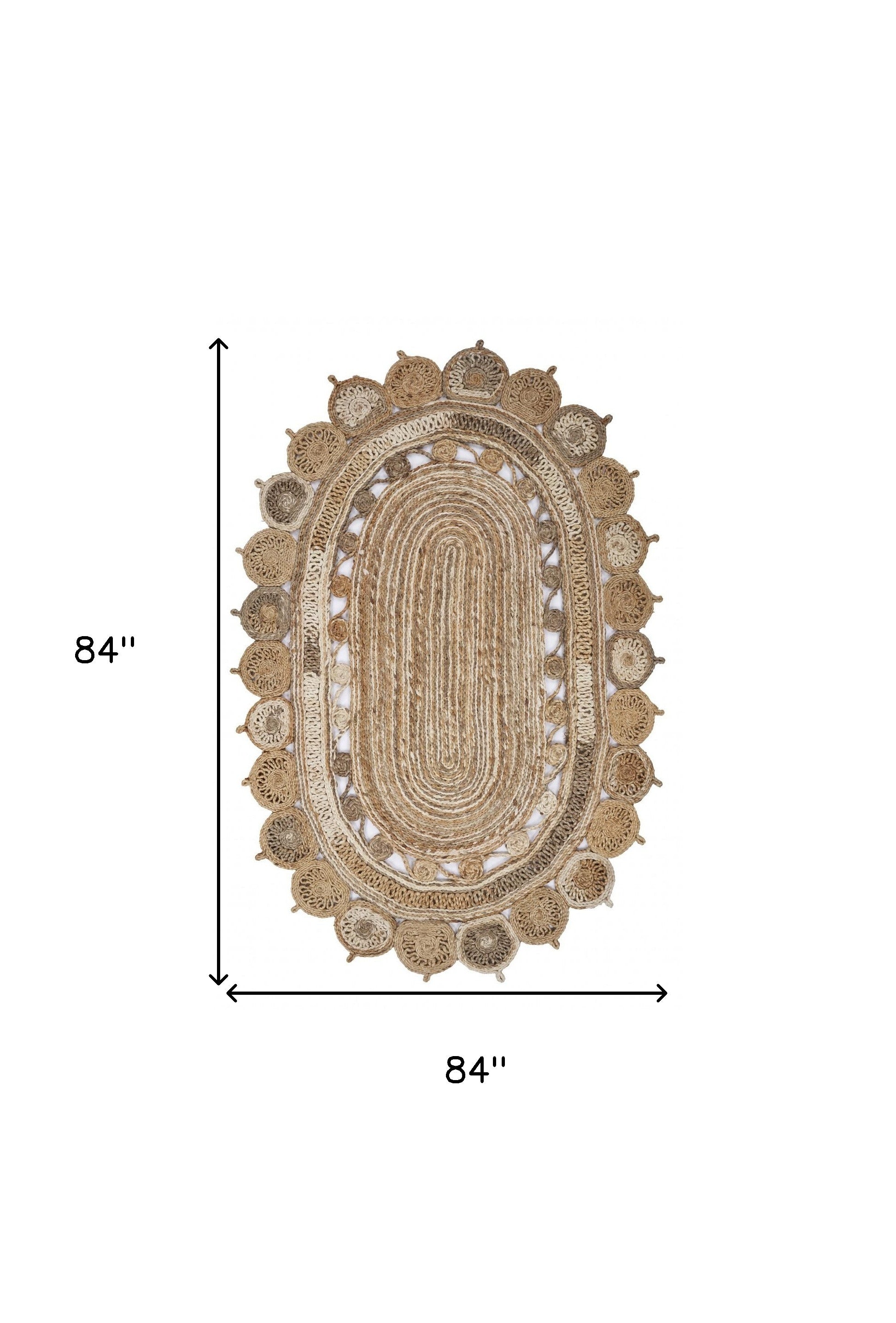 7’ Oval Shaped Natural Toned Area Rug