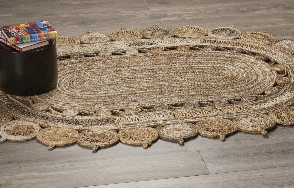 7’ Oval Shaped Natural Toned Area Rug
