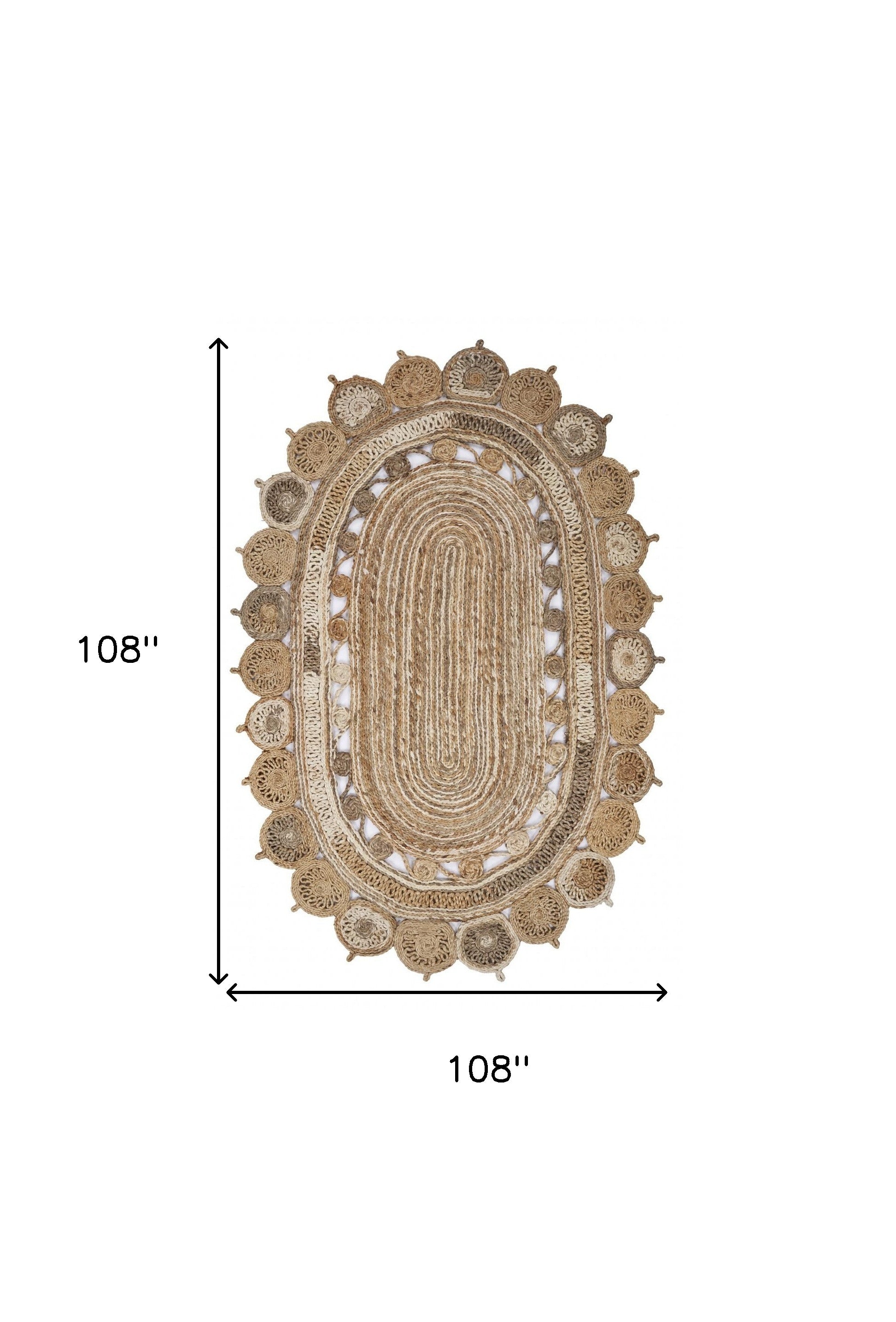 7’ Oval Shaped Natural Toned Area Rug