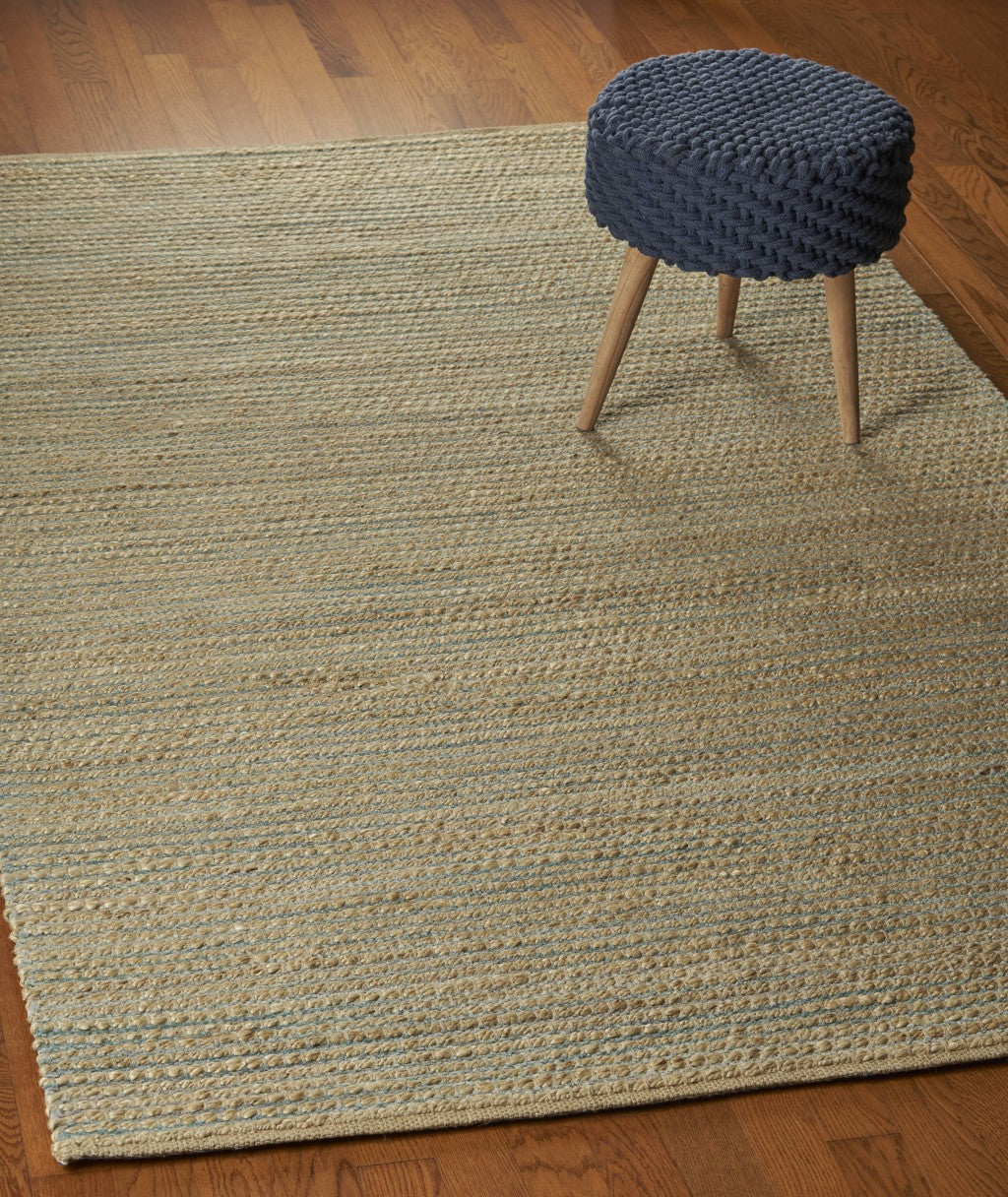 5’ x 8’ Tan and Blue Undertone Striated Area Rug