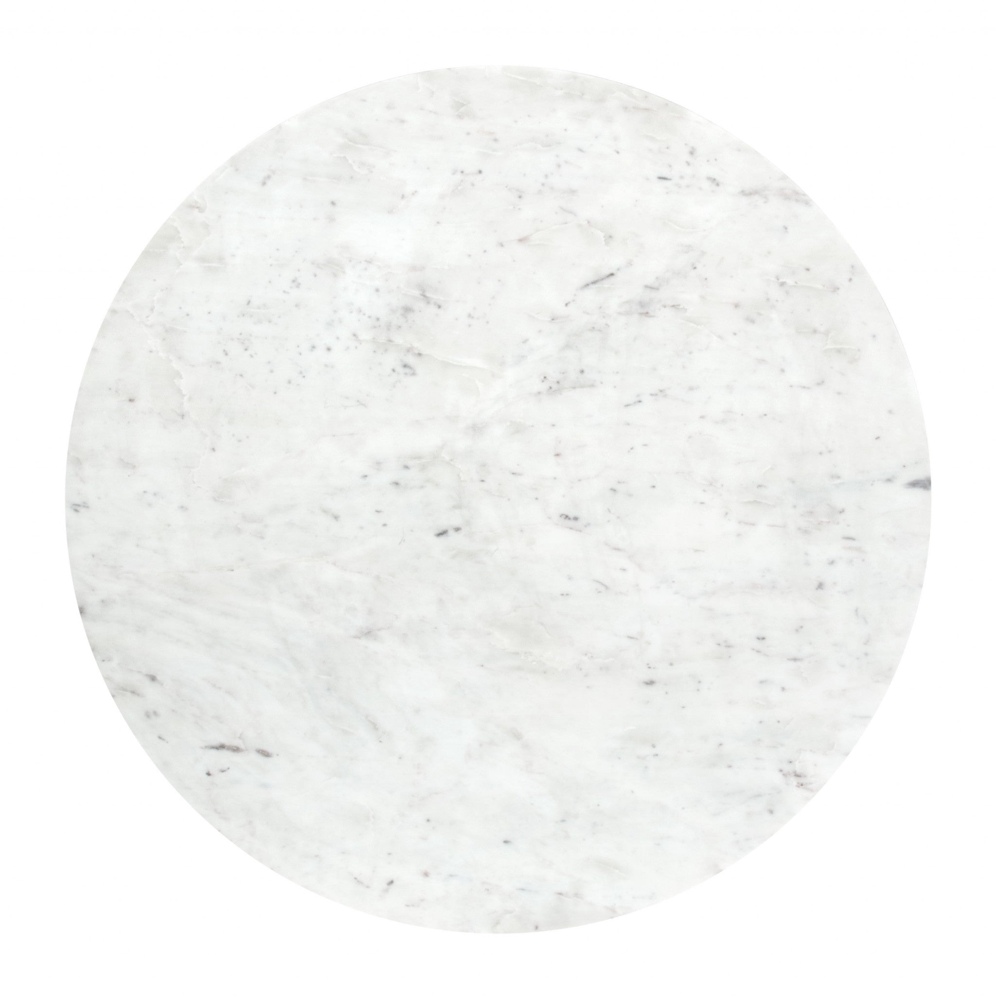 Mesa de centro redonda de mármol blanco y bronce envejecido de 36"