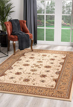 Cream and Tan Ornate Border Runner Rug - 2’ x 10’