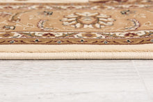 Cream and Tan Ornate Border Runner Rug - 2’ x 10’