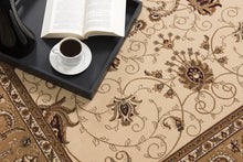 Cream and Tan Ornate Border Runner Rug - 2’ x 10’