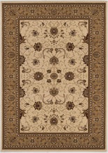 Cream and Tan Ornate Border Runner Rug - 2’ x 10’