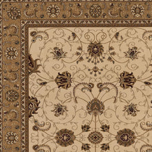 Cream and Tan Ornate Border Runner Rug - 2’ x 10’