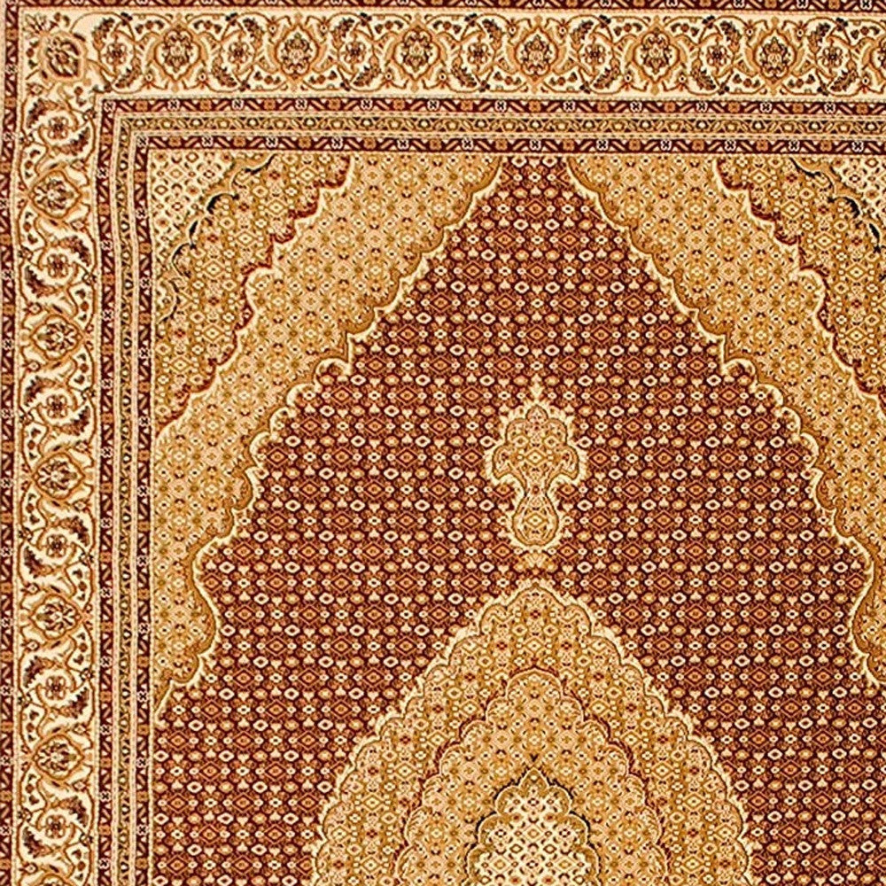 2’ x 10’ Red and Beige Medallion Runner Rug