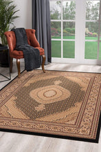 Black and Beige Medallion Runner Rug - 2’ x 10’