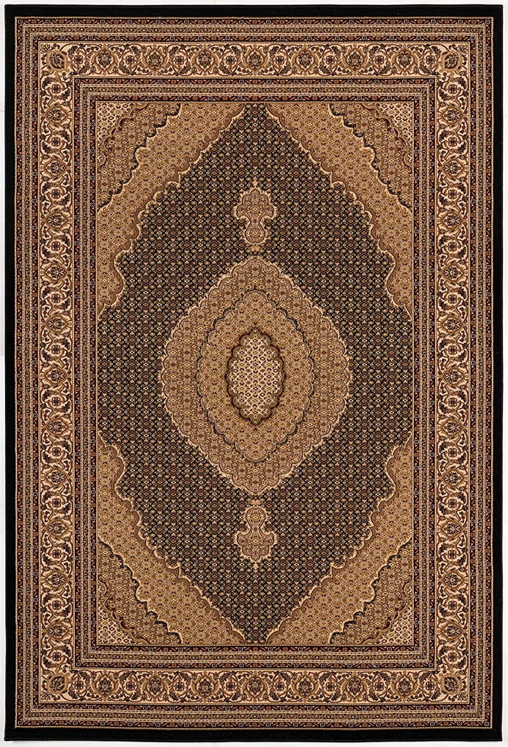 Black and Beige Medallion Runner Rug - 2’ x 10’