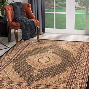 Black and Beige Medallion Runner Rug - 2’ x 10’