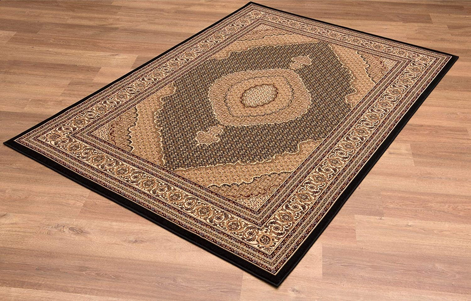 Black and Beige Medallion Runner Rug - 2’ x 10’