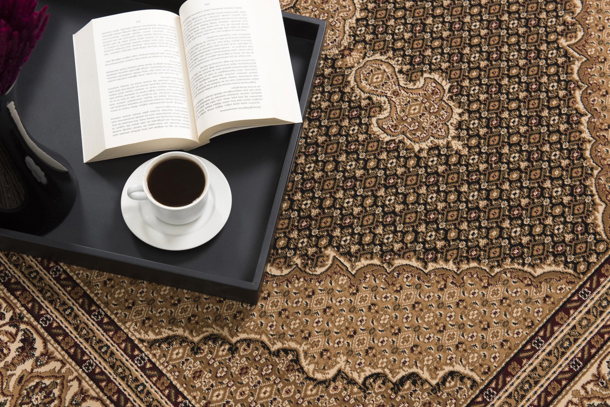 Black and Beige Medallion Runner Rug - 2’ x 10’