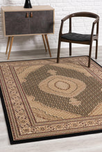 Black and Beige Medallion Runner Rug - 2’ x 10’
