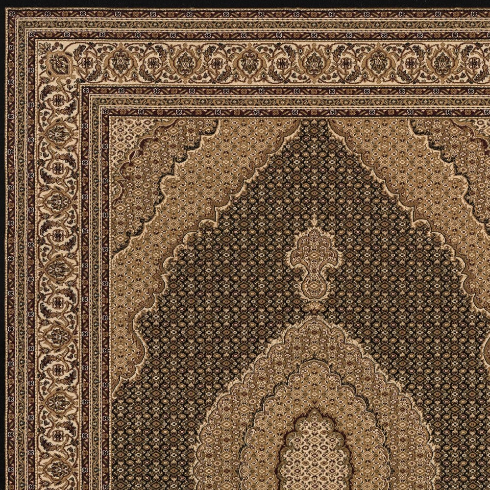 Black and Beige Medallion Runner Rug - 2’ x 10’