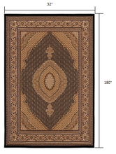 Black and Beige Medallion Runner Rug - 2’ x 10’