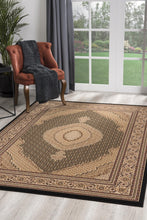 Black and Beige Medallion Runner Rug - 2’ x 10’
